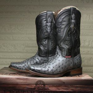 Texas Country Men's Western Boots, Ostrich Gray, size 8.5